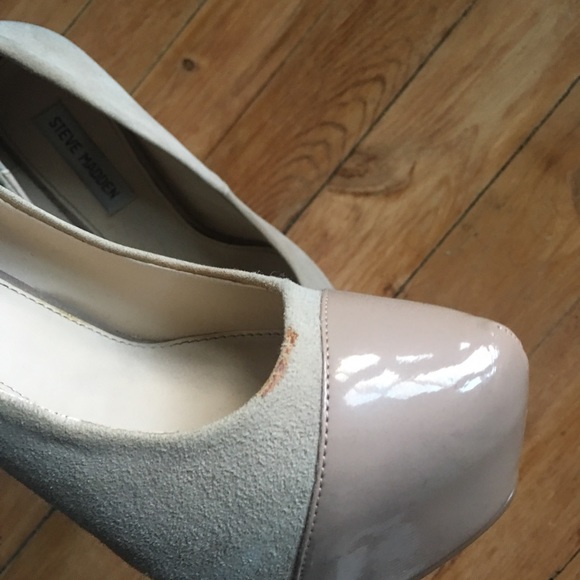 Steve Madden Nude Suede & Pleather Platform Pumps - Picture 4 of 4